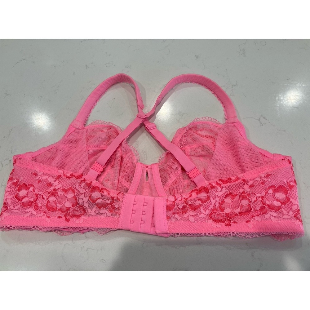 Body By Victoria Soft Lace Unlined Demi Pink Bra 342185-22U Size 38 D - Picture 8 of 9